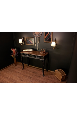 Wooding 120 Cm Masif Ceviz Siyah Oymalı Dresuar Siyah