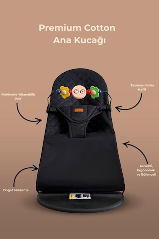 Sweden Baby Premium Cotton 3 Kademeli Oyuncaklı Sallanan Ana Kucağı Katlanır ve Taşıma Çantalı