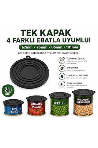 Konserve Saklama Kapağı 2 Li Set Mat Siyah