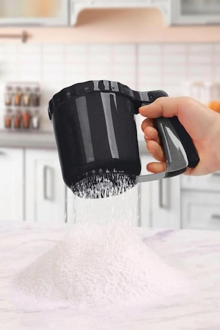 Silicolife Hamur Matı 40x50cm Flosoft 3'lü Kazıyıcı Kesici Un Şeker Eleği, 3 Lü Kek Pasta Set Çok Renkli