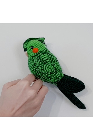 Amigurumi Örgü Oyuncak Yeşil Sultan Papağan Muhabbet Kuşu Açık Yeşil