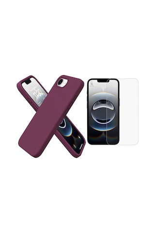 Apple iPhone 17e Uyumlu Içi Kadife Lansman Kılıf Ve Temperli Cam Ekran Koruyucu Koyu Mor