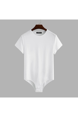 Incerun Yaz Erkek Tek Parça Kısa Kollu Fitness Romper Pijama Leotard Beyaz