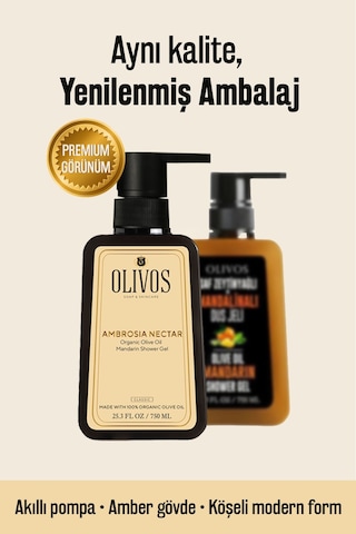 Doğal Zeytinyağlı Mandalina Kokulu Banyo Duş Jeli Zeytinyağı Mandalinalı Nemlendirici 2 Adet 750ml