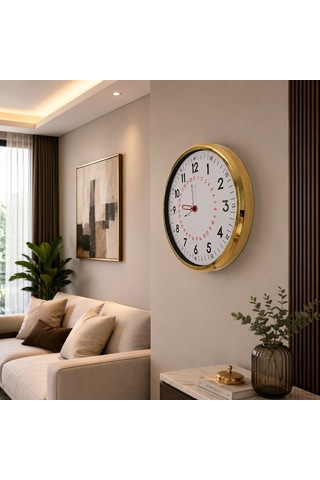 Gold Takvimli 52 X 52 Cm Metal Duvar Saati Diğer