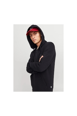 Jack & Jones Jack&jones 12265177 Jjecorp Logo Sweat Zıp Hood Black Sweat Siyah
