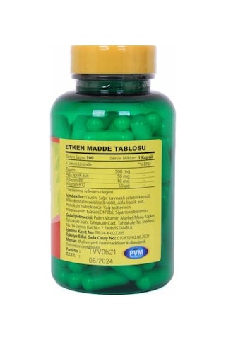 Vitapol Taurin 500 Mg Vitamin B6 Vitamin B12 100 Kapsül