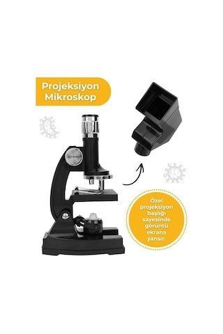 Projeksiyonlu Mikroskop Seti 1200x Büyütme Ve Hazır Preparatlı Bilim Kiti Ptl1200