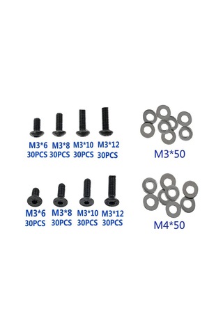 Hha 340 Adet Rc Vida Seti Onarım Aracı M3 Düz Kafa/yuvarlak Kafa Ve M3 M4 Düz Pullar Traxxas Tamiya Scx10 Hpı Rc Araba Parçaları