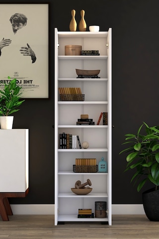 Tocco 1001 Ela 2 Kapaklı 8 Raflı Çok Amaçlı Dolap-Beyaz