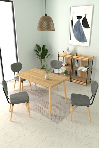 Vilinze Deniz Sandalye Avanos Ahşap Mutfak Masası Takımı - 70x120 Cmavanos-70120-nn-deniz-d33-atrl-sgmgri Gri