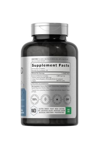 Horbach Betaine Hcl With Pepsin 1000mg 250 Tablet.usa Menşei... Aromasız