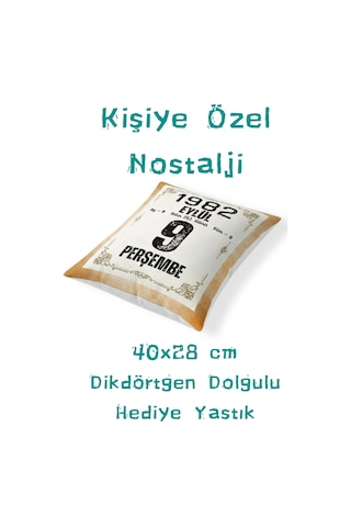 Doğum Günü Yıldönümü Hediyesi Takvim Yaprağı Hediyelik Dekoratif Yastık Kırlent 40x28cm Dolgulu Hediye Paketi-Hediye Paketi