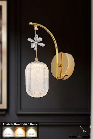 Motta Power Ledli Modern Lüks Duvar Aplik 3 Renk Sarı-beyaz-gün İşığı - Gold Gold