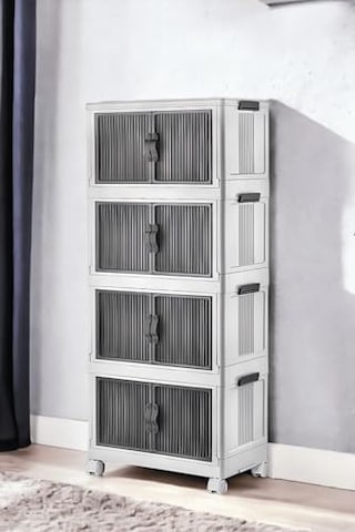 Mayaglory 4'lü Modüler Organizer Dolap Seti - Tekerlekli Ve Çok Amaçlı Saklama Çözümü, 127x54x32cm Çok Renkli