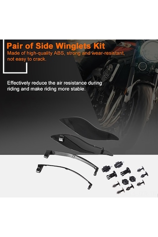 Geeroyoo Harley Davidson İçin Abs Malzeme Siyah Yan Kanatlık Kit - 300x78mm