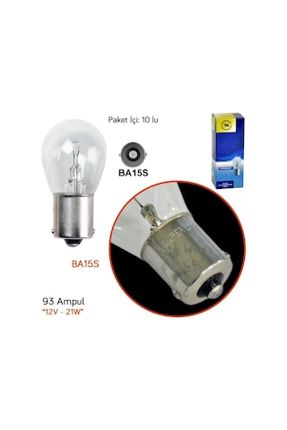 TAS 12V 93 Ampul 21W BA15S SL3115 (10 lu)