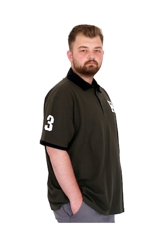 Mode Xl Büyük Beden Erkek T-shirt Polo Yaka H Brouded U25312 Haki Haki