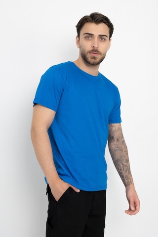 Dasüniforma Bisiklet Yaka Günlük Pamuklu Yumuşak Dokulu Comfort Fit Basic T-shirt Mavi