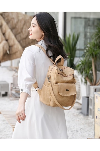 Çanta Büyük Kapasiteli Kadın Sırt Çantası Omuz Çantası Kadın haki