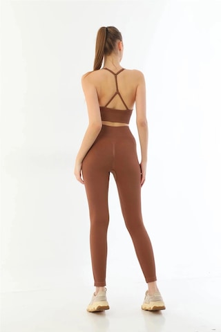 Senoramoda Kahve Mı Emay 3921 Soft Seamless Ripli Tayt Yoga Takımı