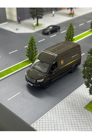 Çek Bırak Diecast Model Araba 10 Cm - Mercedes Sprinter Kargo Arabası Ups Metal Açılabilir Kapılı
