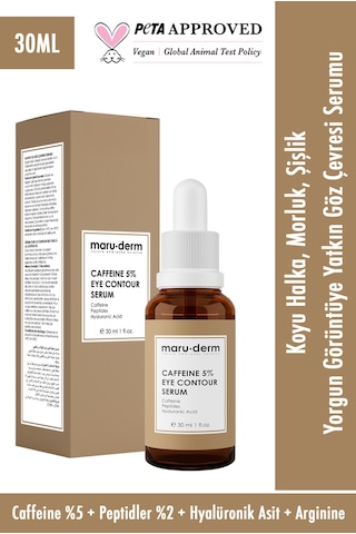 Maruderm Caffeine %5 + Peptides + Hyalüronik Asit Göz Çevresi Serumu 30 ML