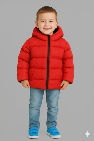 Blayn Jeans Erkek Çocuk Kapşonlu Montiçi Polarlı Su Ve Rüzgara Dayanıklı Kırmızı