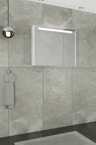 Napoli 80 Cm Led Aynalı Üst Modül - Beyaz