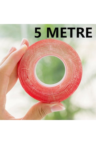 Çift Taraflı Bant Slikonlu 10 MM X 5 Metre Süper Güçlü