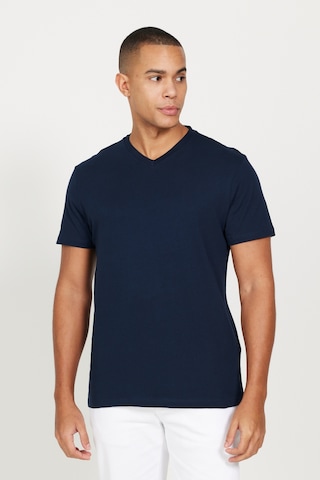 AC&Co / Altınyıldız Classics Erkek Lacıvert-lacıvert 2'li Paket Slim Fit Dar Kesim Pamuklu Basic Tişört Lacivert