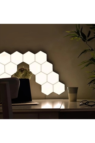 Honeybeeshop 6 Adet Modern Dokunmatik Kontrollu Altigen Led Duvar Lambasi Dokunmatik Kontrol W Dıy Montaj Enerji Tasarruflu Nötr Beyaz Usb Güç 16renk Şarj Edilebilir
