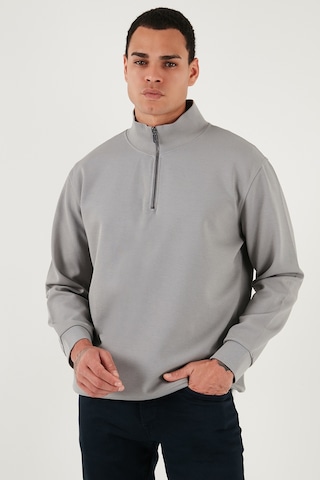 Buratti Pamuklu Regular Fit Yarım Fermuarlı Dik Yaka Erkek Sweat 5905470 Gri