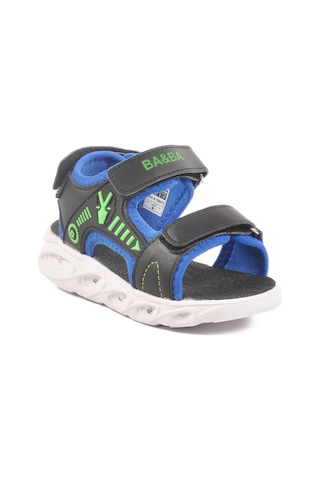 Siyah Saks Cırtlı Işıklı Erkek Çocuk Spor Sandalet 018125 P Siyah-saks