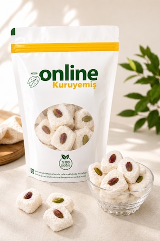 Lokum Antep Fıstıklı Beyaz -250 Gr