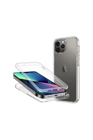 Teknomoda Apple Uyumlu iPhone 15 Pro Kılıf 360 Şeffaf Ön Arka Korumalı Şeffaf Silikon