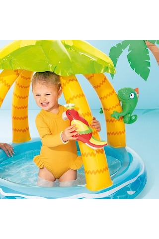 Intex 58417 Tropik Ada Gölgelikli Şişme Çocuk Havuzu 102cm Şişi Çok Renkli