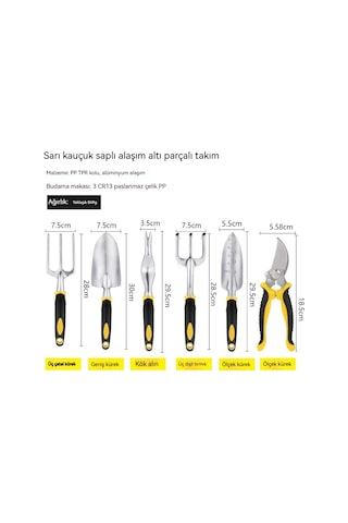 Lyon Bahçe Aletleri Alüminyum Alaşımlı Çiçek Kürek Sarı