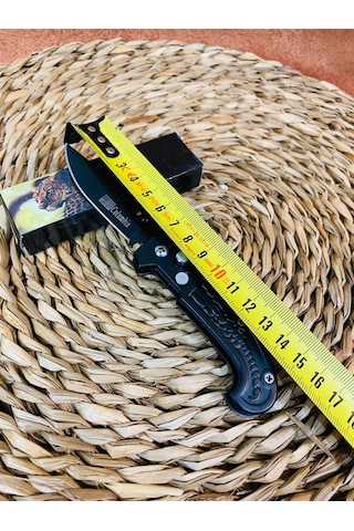 Akrep Desenli Düğmeli Mini Otomatik Kamp Çakı-15 CM Siyah