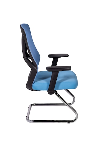 Ofisbazaar Dolphin Siyah Fileli Misafir Koltuğu Ergonomik Toplantı Ve Bekleme Koltuğu Açık Mavi Mavi
