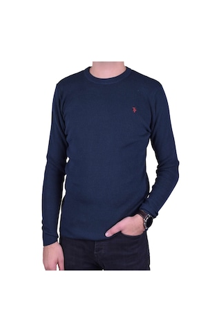 Erkek Lacivert Bisiklet Yaka Yarı Slim Kazak, Ot-Kzk-20001 Lacivert