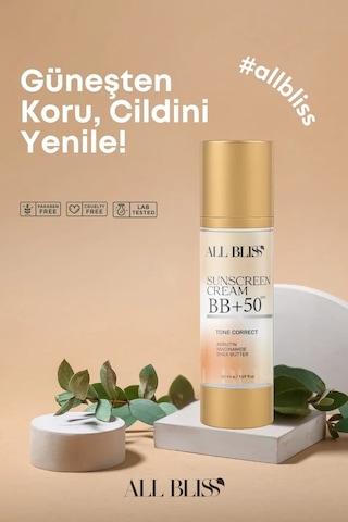 50+ Spf Bb Güneş Kremi 50 Ml Renk Eşitleyici, Nemlendirici, Ton Dengeleyici