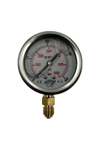 Ø 63 - 0 - 400 Bar 1/4 Alttan Çıkışlı Gliserinli Manometre
