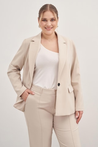 Astarlı Tek Düğmeli Blazer-1758-krem Krem