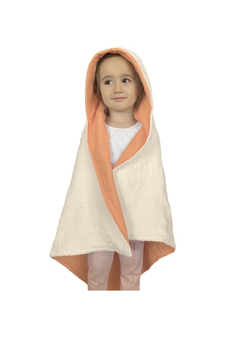 %100pamuk Kapşonlu Bebek Çocuk Banyo Havlusu Çift Yönlü K-bej