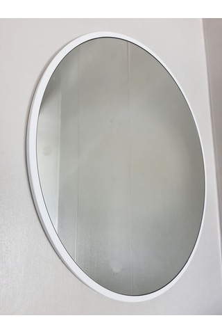 Ayna Denizi Circle Eighty White Model Beyaz Renk Metal Çerçeveli Yuvarlak Dekoratif Ayna Beyaz