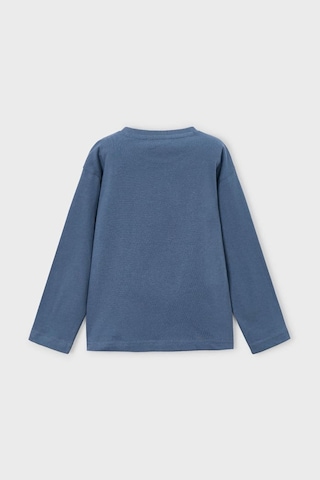 Erkek Çocuk Basketbol Temalı Grafik Baskılı Uzun Kollu T-shirt - Mavi SARI