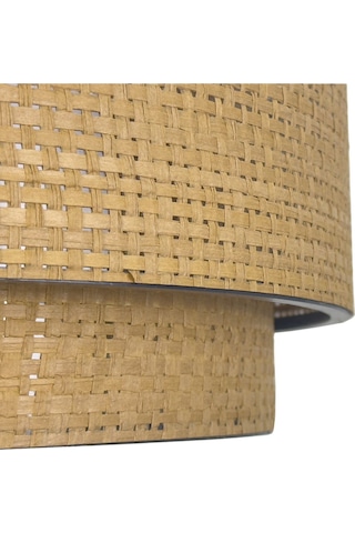 Modern Doğal Hazeran Rattan 2 Katlı Hasır Avize Kahverengi