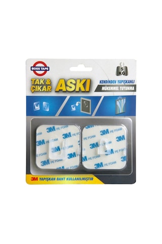 Bosstape 3M Yapıştırıcılı Tak Çıkar Geçmeli Askı 60 x 60 Mm Çok Renkli