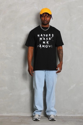 Wear Vexel Erkek Kısa Kol Baskılı Bisiklet Yaka T-shirt - Siyah Çok Renkli